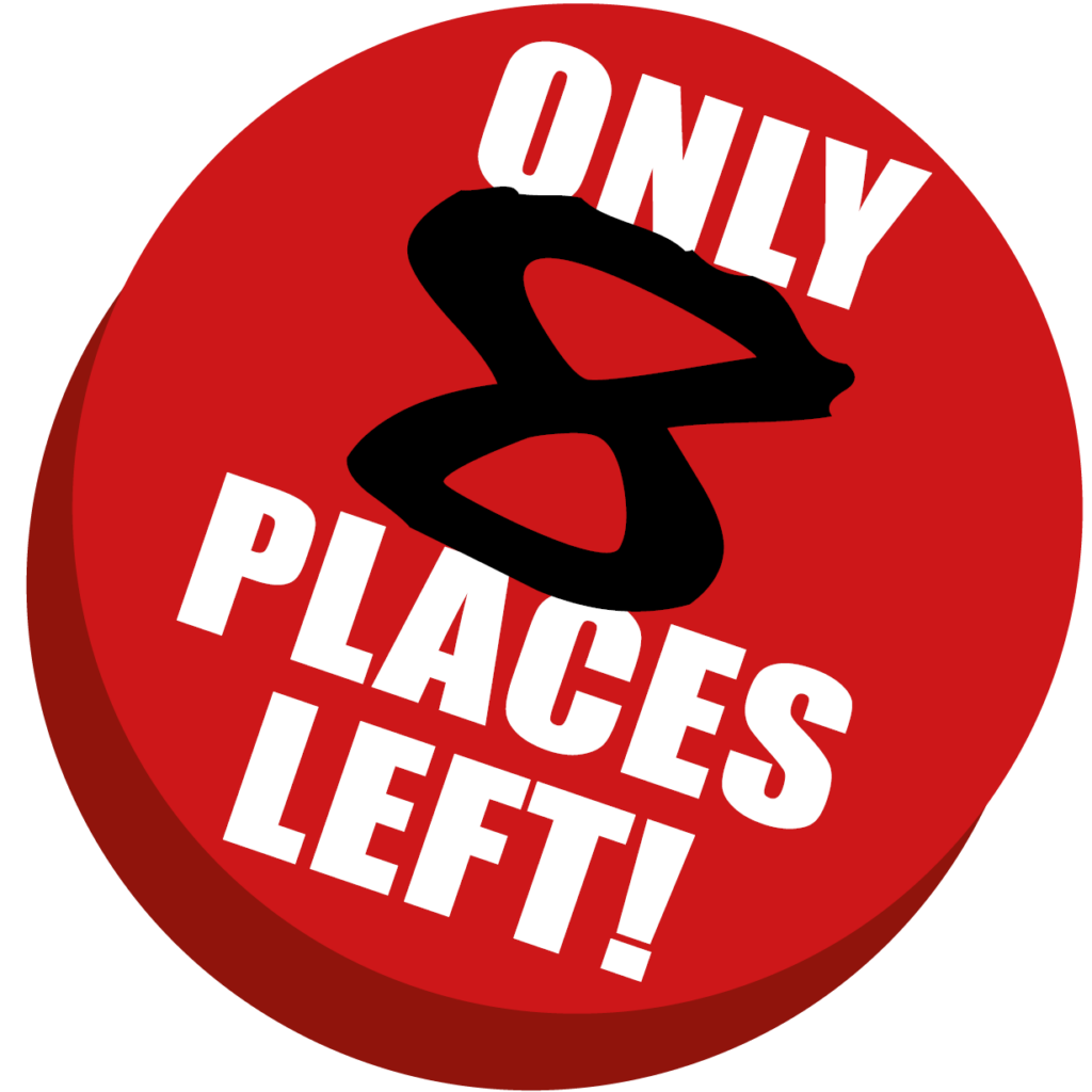 Red promotional badge with text “Only 8 Places Left” highlighting limited course availability and urgent enrolment opportunity.