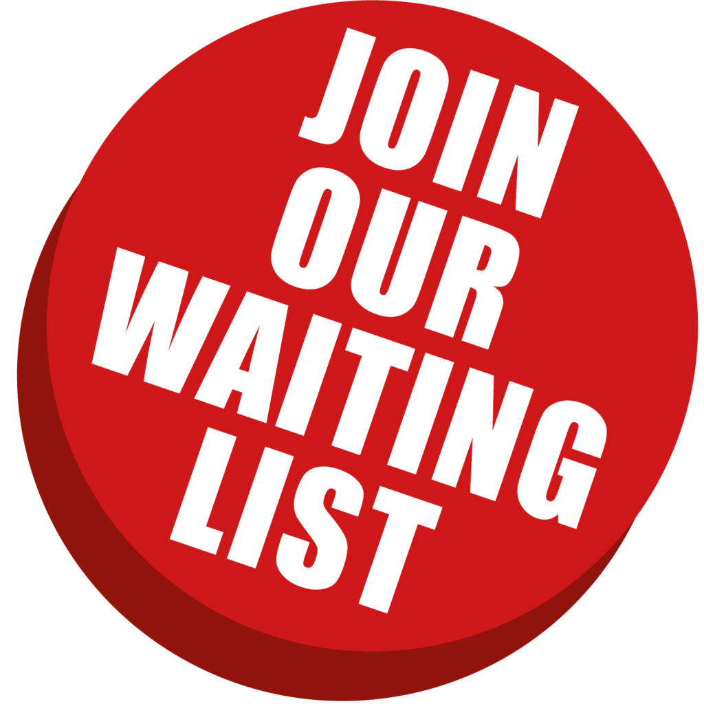 Join our waiting list red badge icon for course availability and enrolment updates