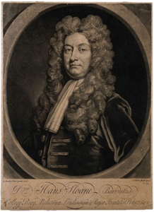 Historical portrait of Sir Hans Sloane, who encountered cocoa drinks in Jamaica and later developed a milk-based version in England.