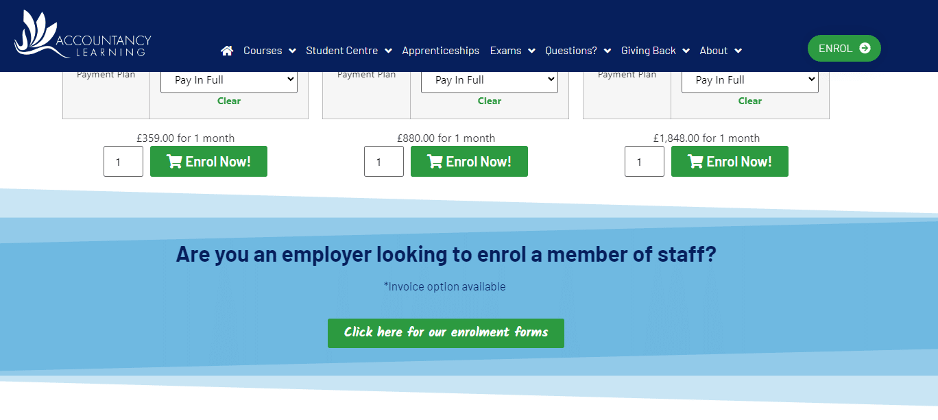 employer courses page